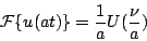 \begin{displaymath}\mathcal{F}\{u(at)\} = {1\over a}U({\nu\over a}) \end{displaymath}